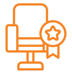 Chair icon with star-shaped badge.